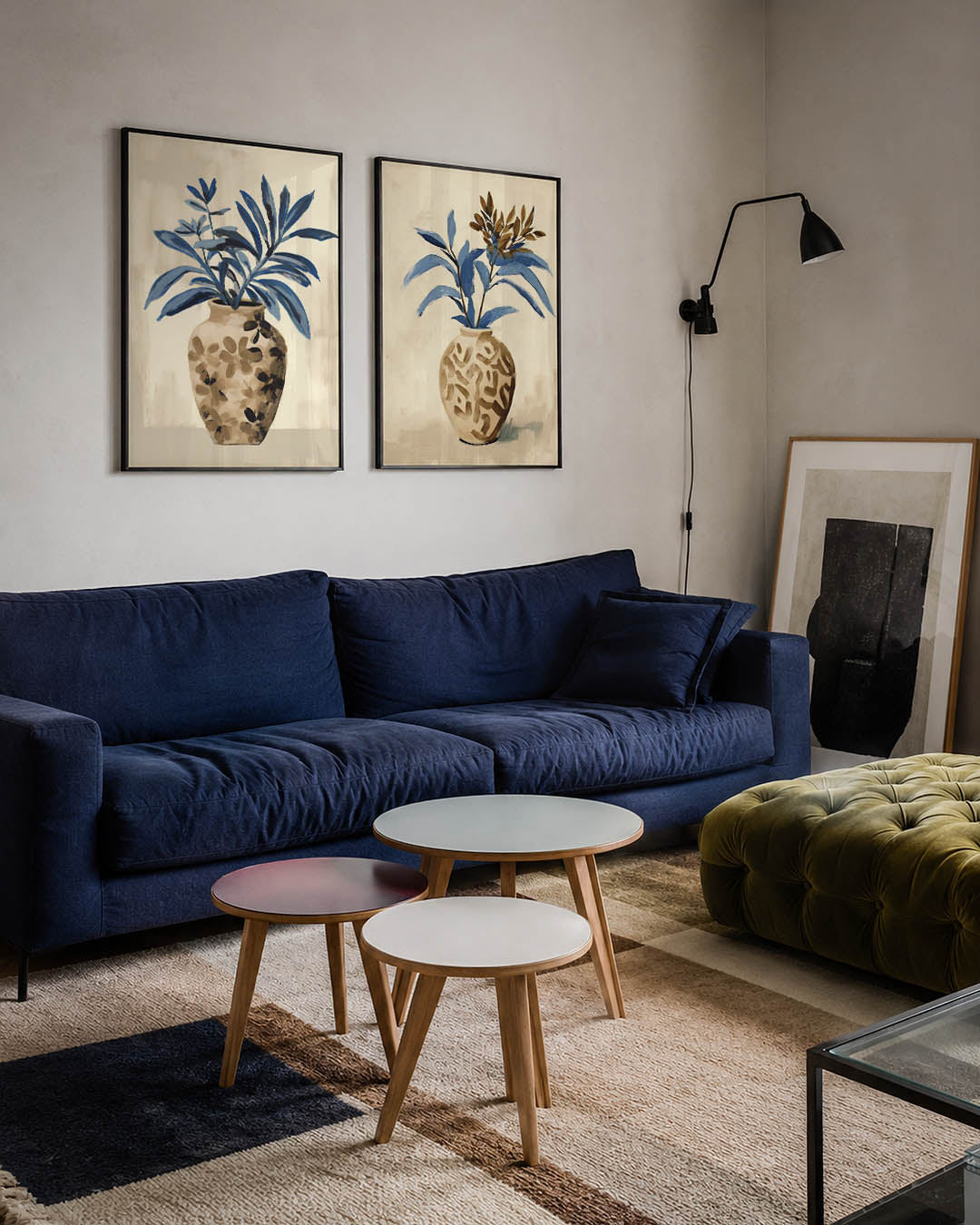 Blauwe bladeren Posterset
