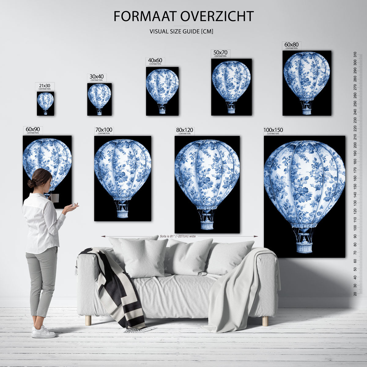 Luchtballon met bloemen Poster