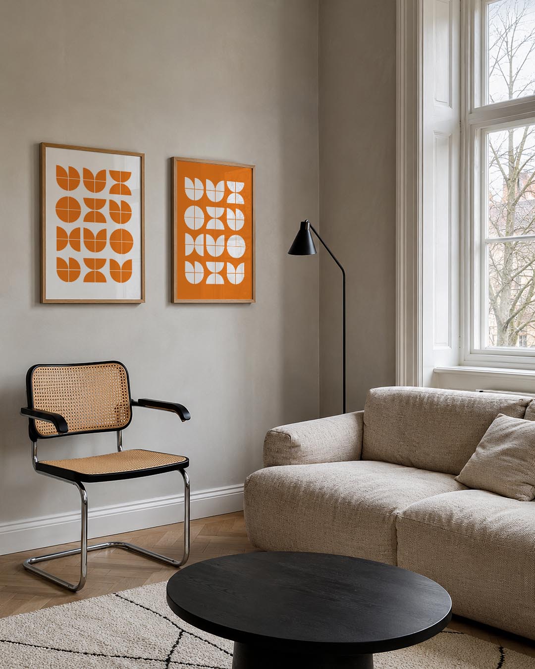 Oranje vormenritme Posterset