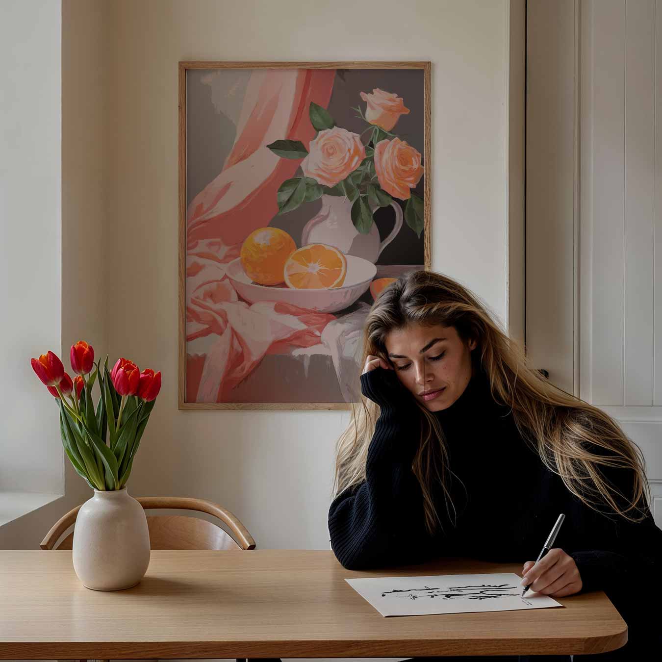 Romantische Rozen en Sinaasappels Poster-WallArtistic