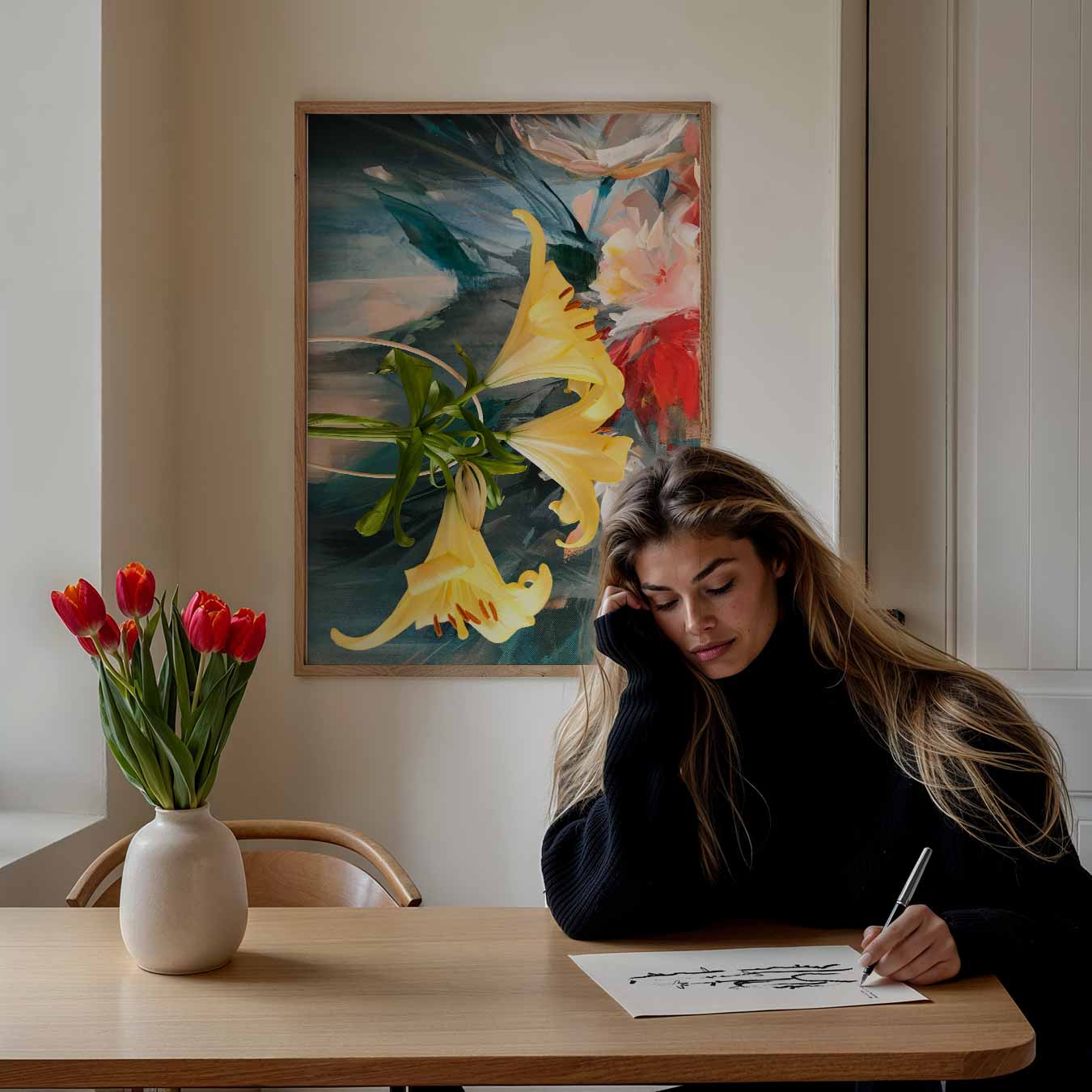 Elegante Bloemenschilderij Poster-WallArtistic