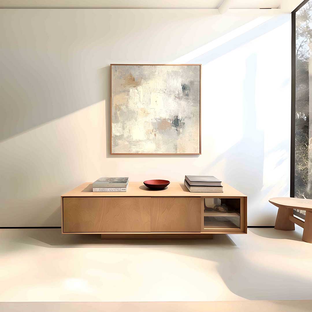Abstracte beige en grijze Poster