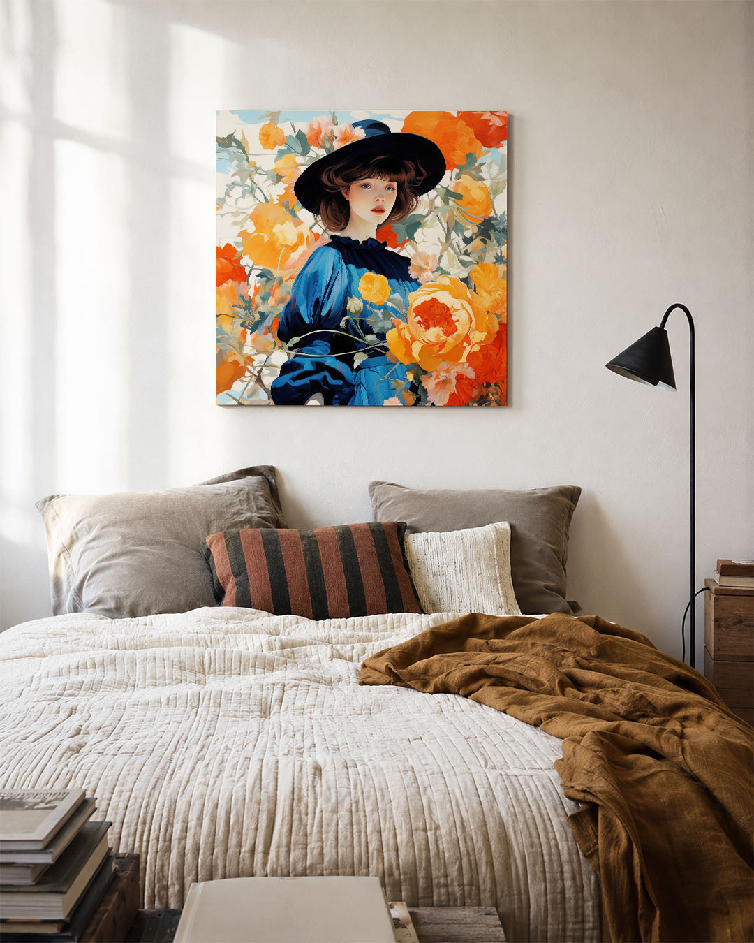 Vrouw met bloemen Kunstwerk