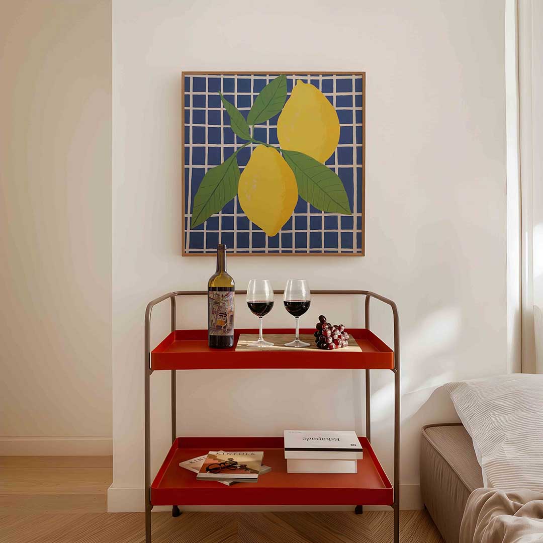Citroenen op blauw Poster
