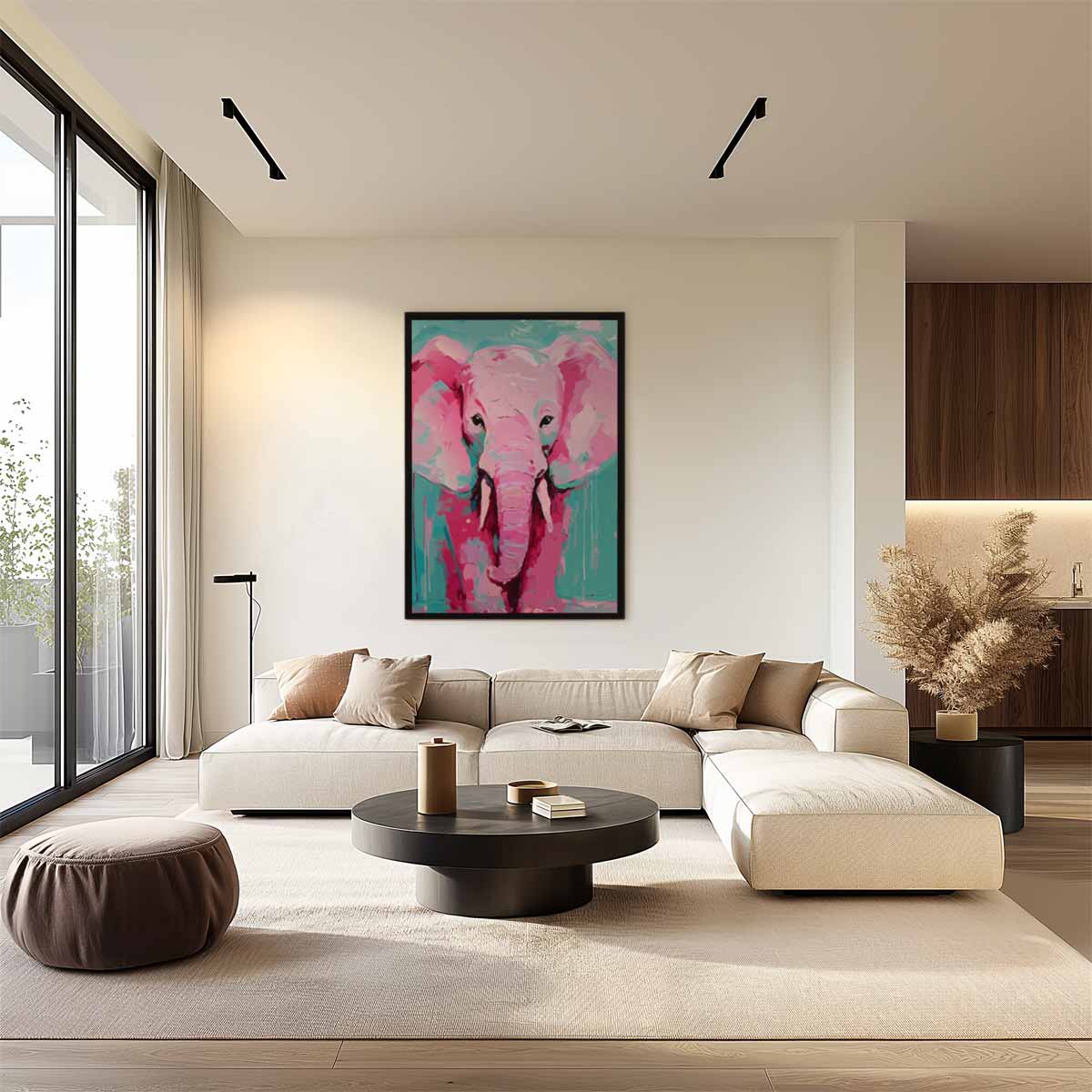 Kleurrijke Olifantenkunst Kunstwerk-canvas-dibond-plexiglas-wanddecoratie-WallArtistic