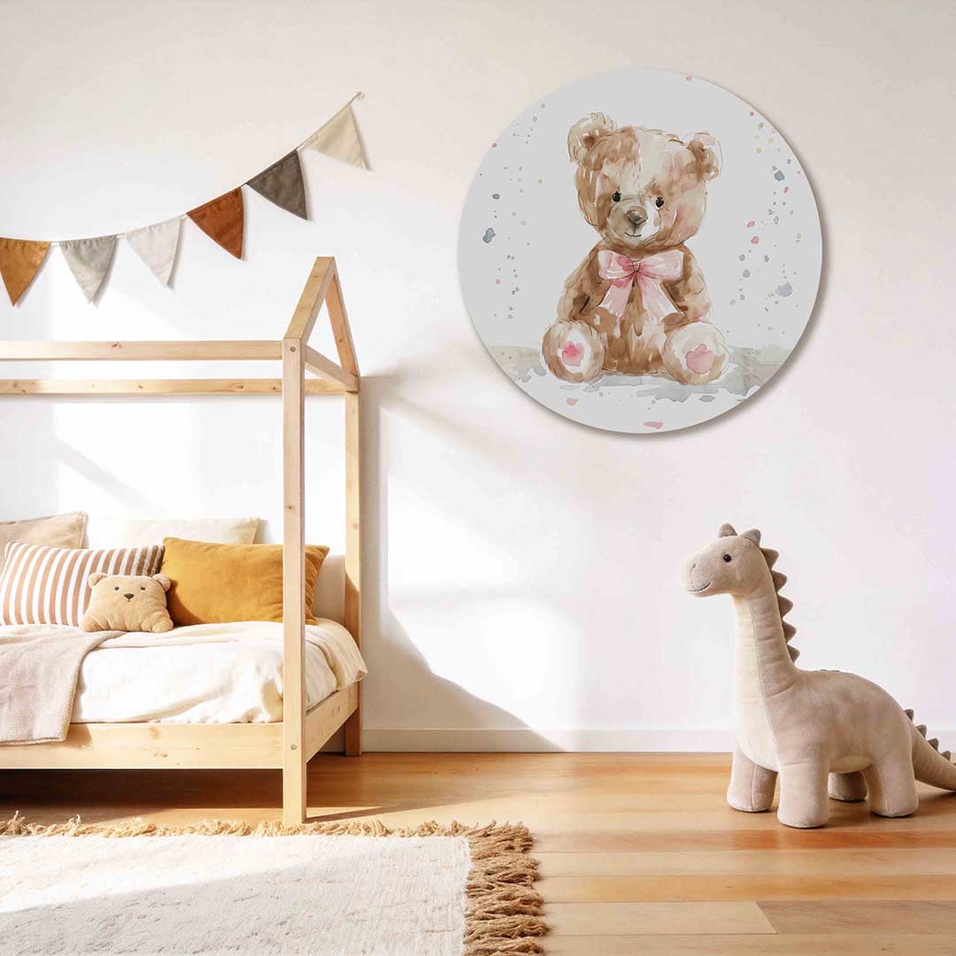 Teddybeer met strik Muurcirkel