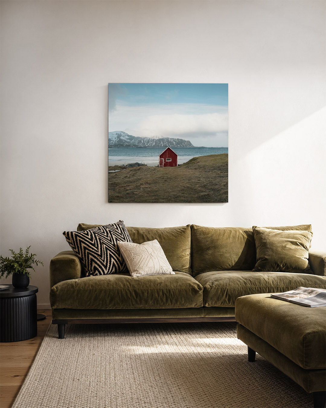 Rood huis aan zee Kunstwerk