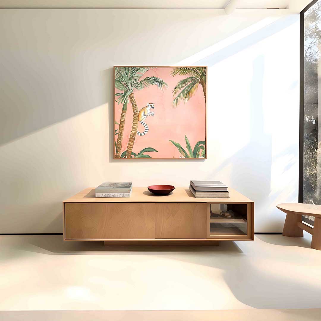 Lemur en palmbomen Poster