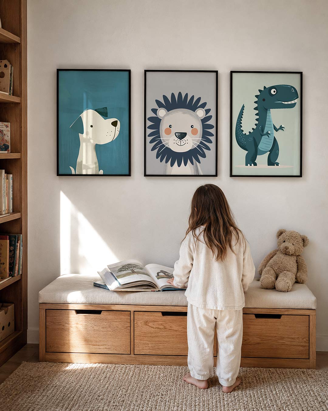 Hond in blauw Posterset