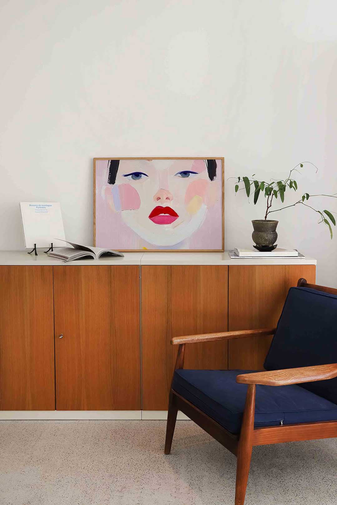 Portret met rode lippen Poster