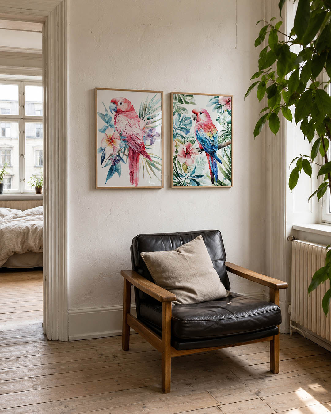 Vogels en bloemen Posterset