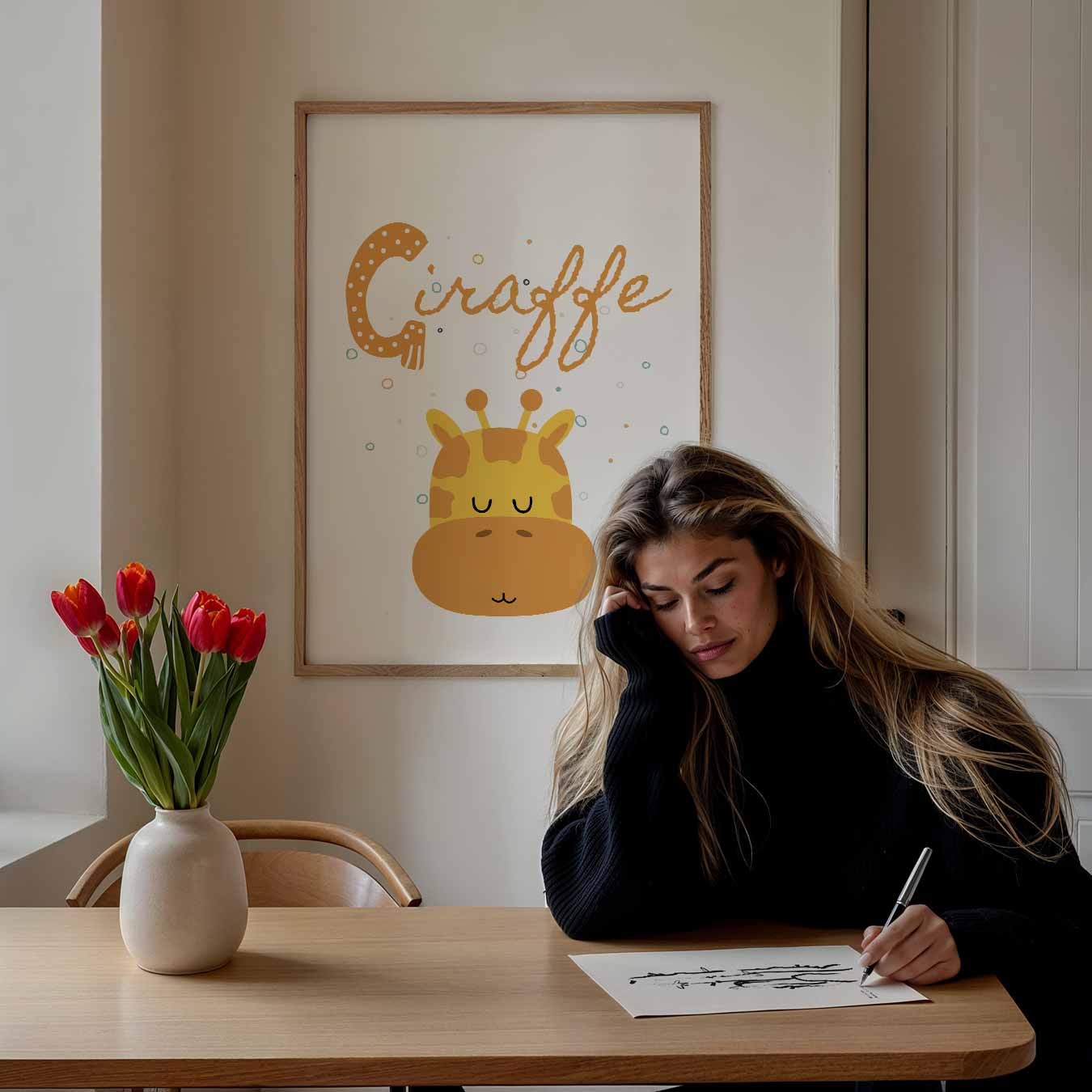 Schattige Giraffe Kinderkamer Poster-WallArtistic