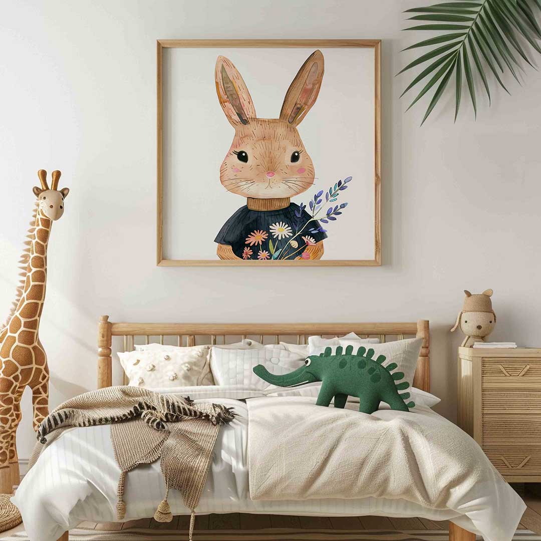Konijn met bloemen Poster