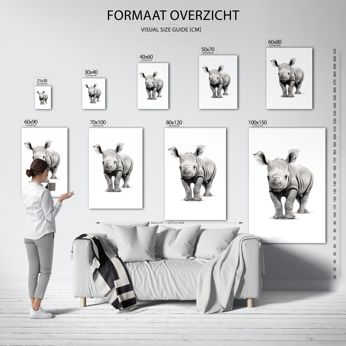 Neushoorn jong Poster
