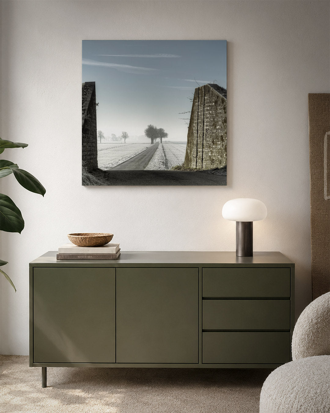 Rustige winterweg Kunstwerk