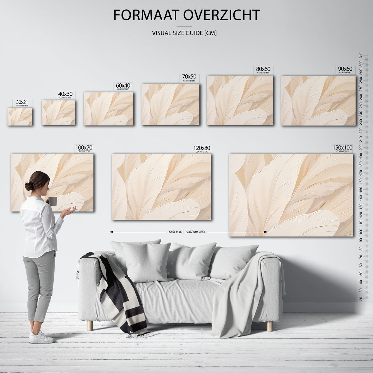 Beige bladeren Poster