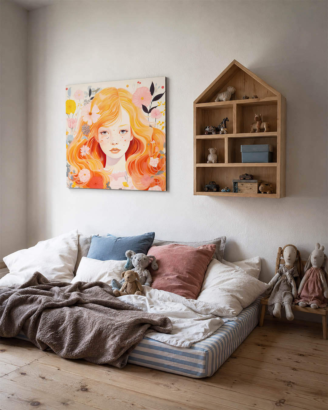 Dromerige bloemenportret Kunstwerk