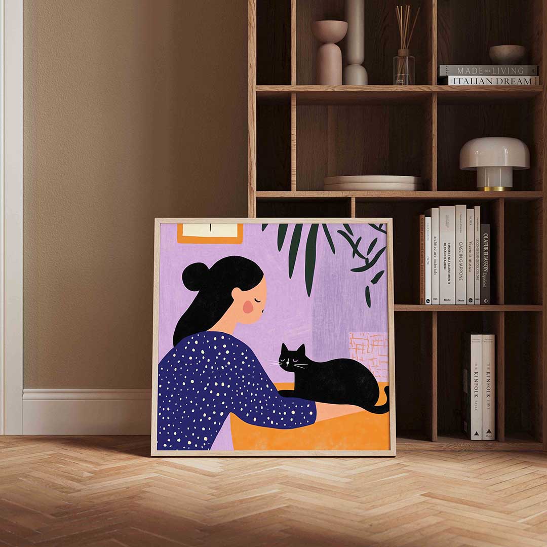 Vrouw met kat Poster