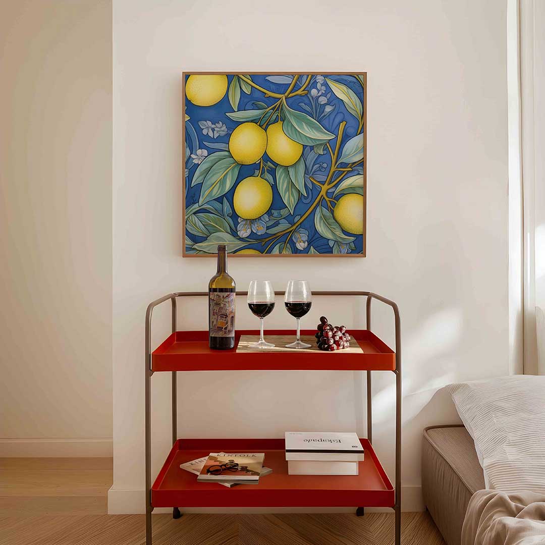 Citroenen op blauwe achtergrond Poster