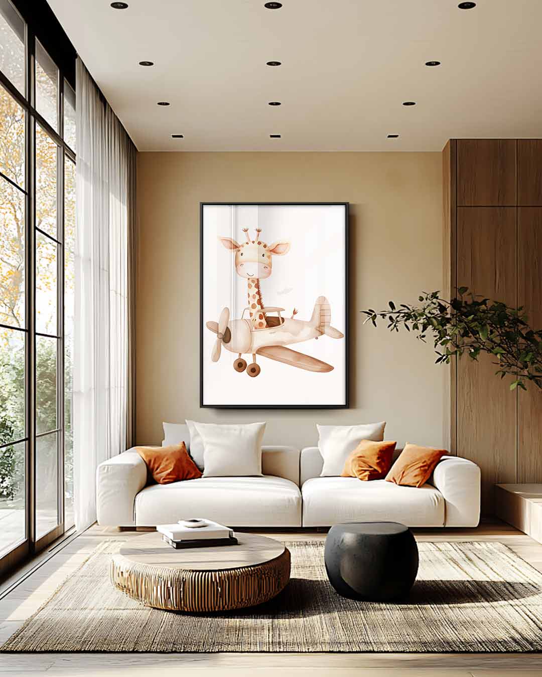 Luchtige Giraffevlieger Kunstwerk-canvas-dibond-plexiglas-wanddecoratie-WallArtistic
