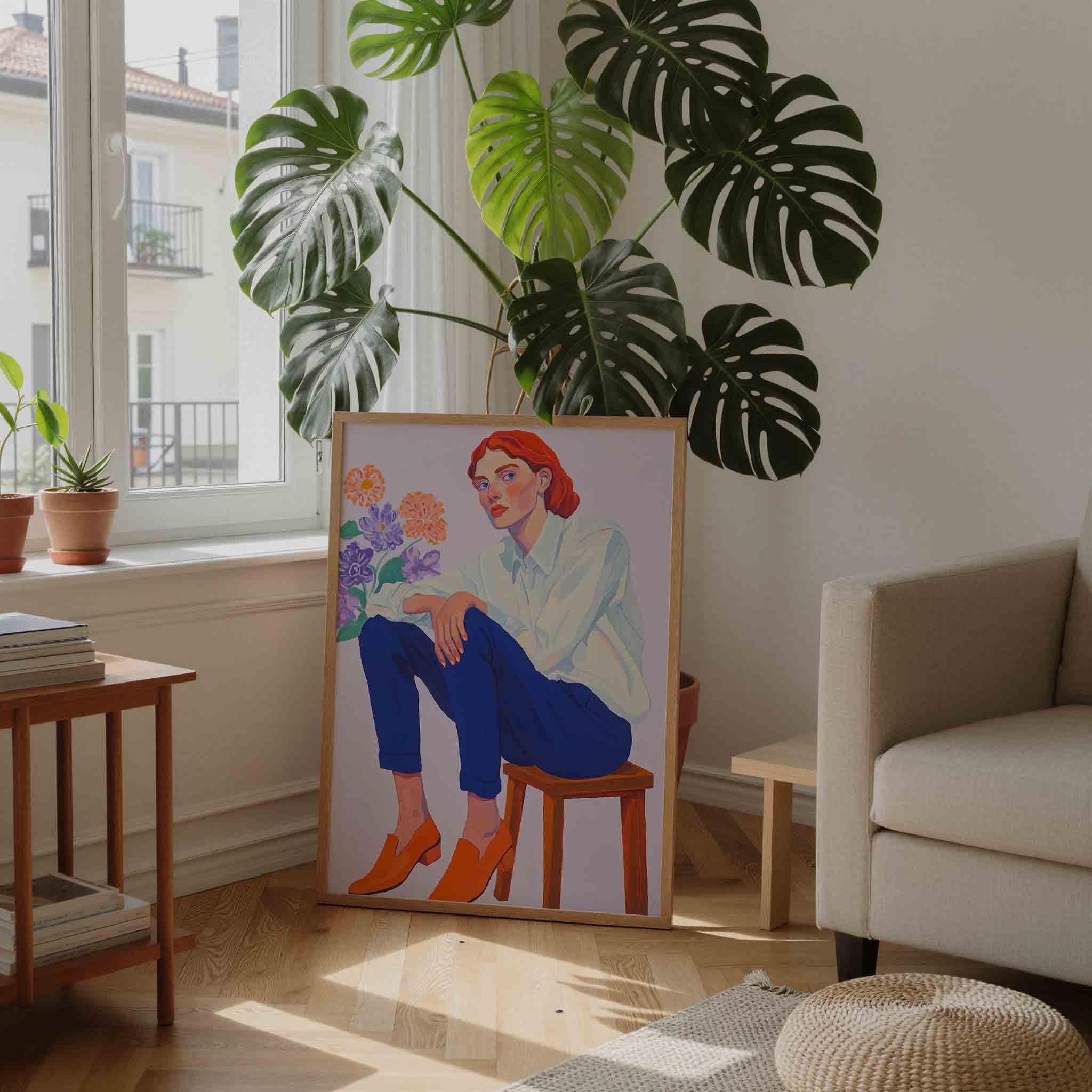 Vrouw met bloemen Poster