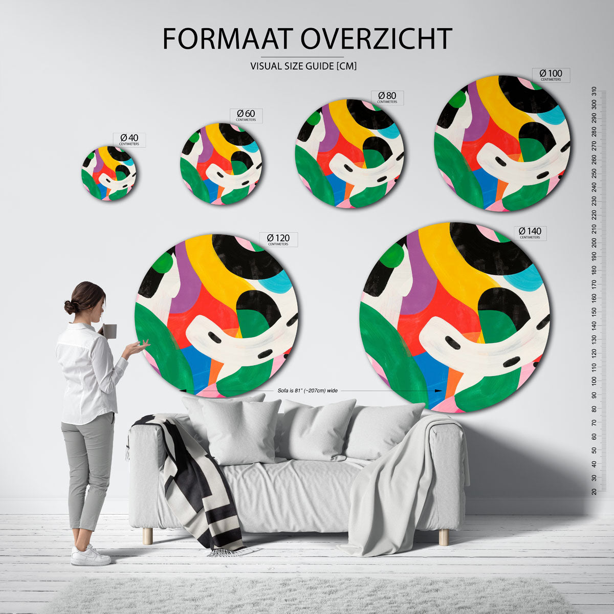 Kleurrijke abstracte vormen Muurcirkel