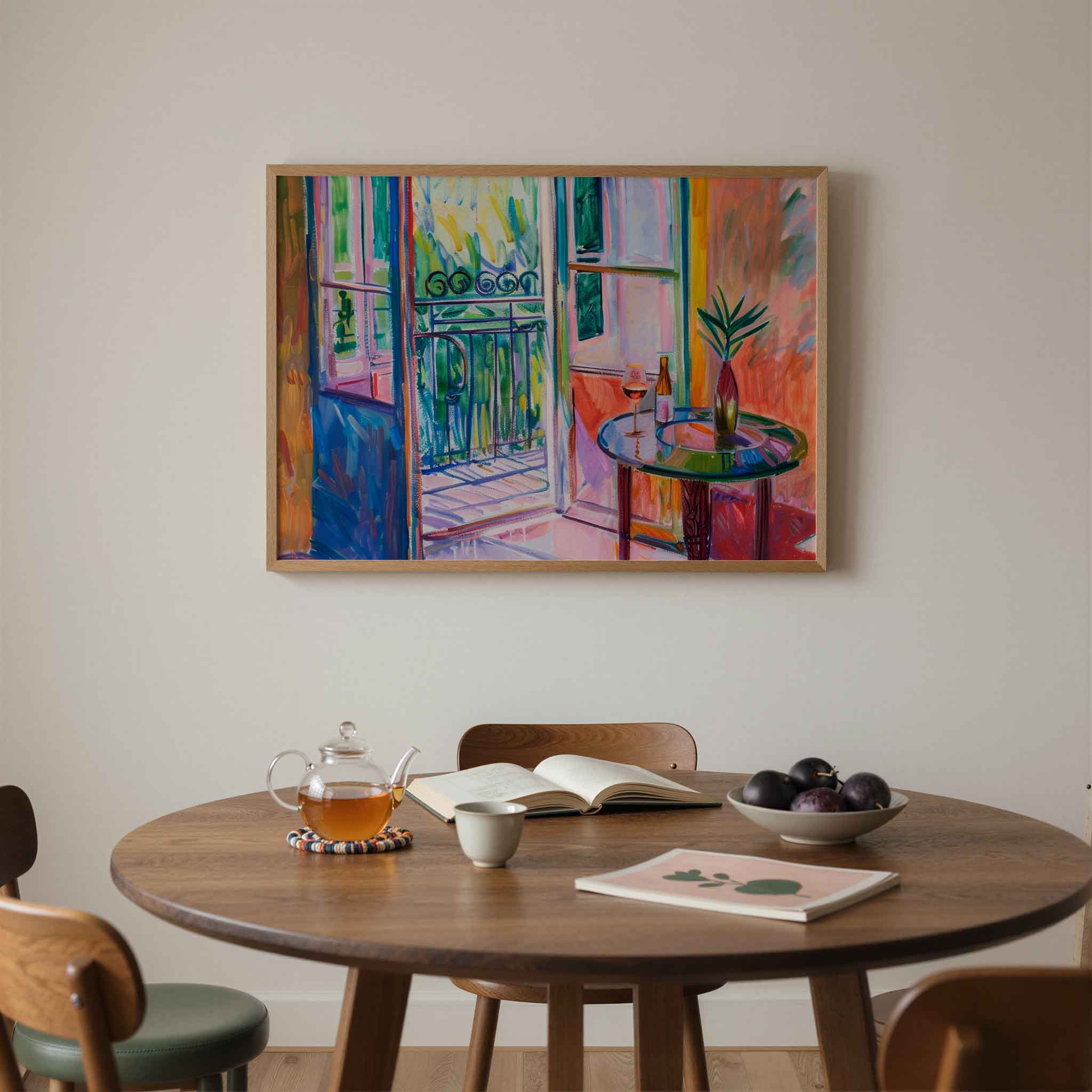 Balkon met tafel Poster