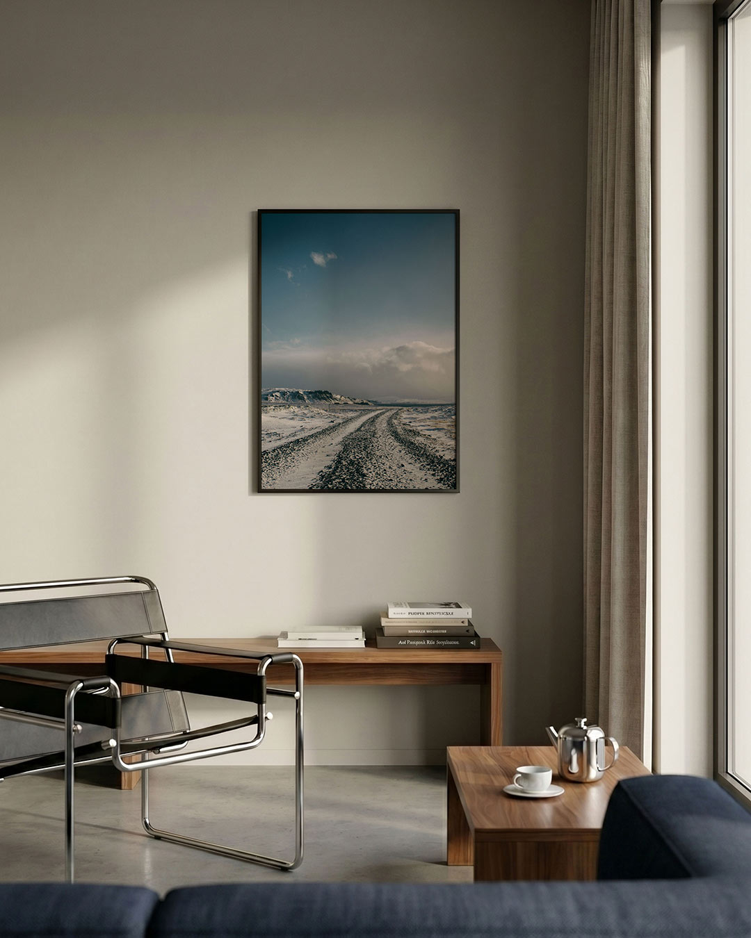 Weg in winterlandschap Poster