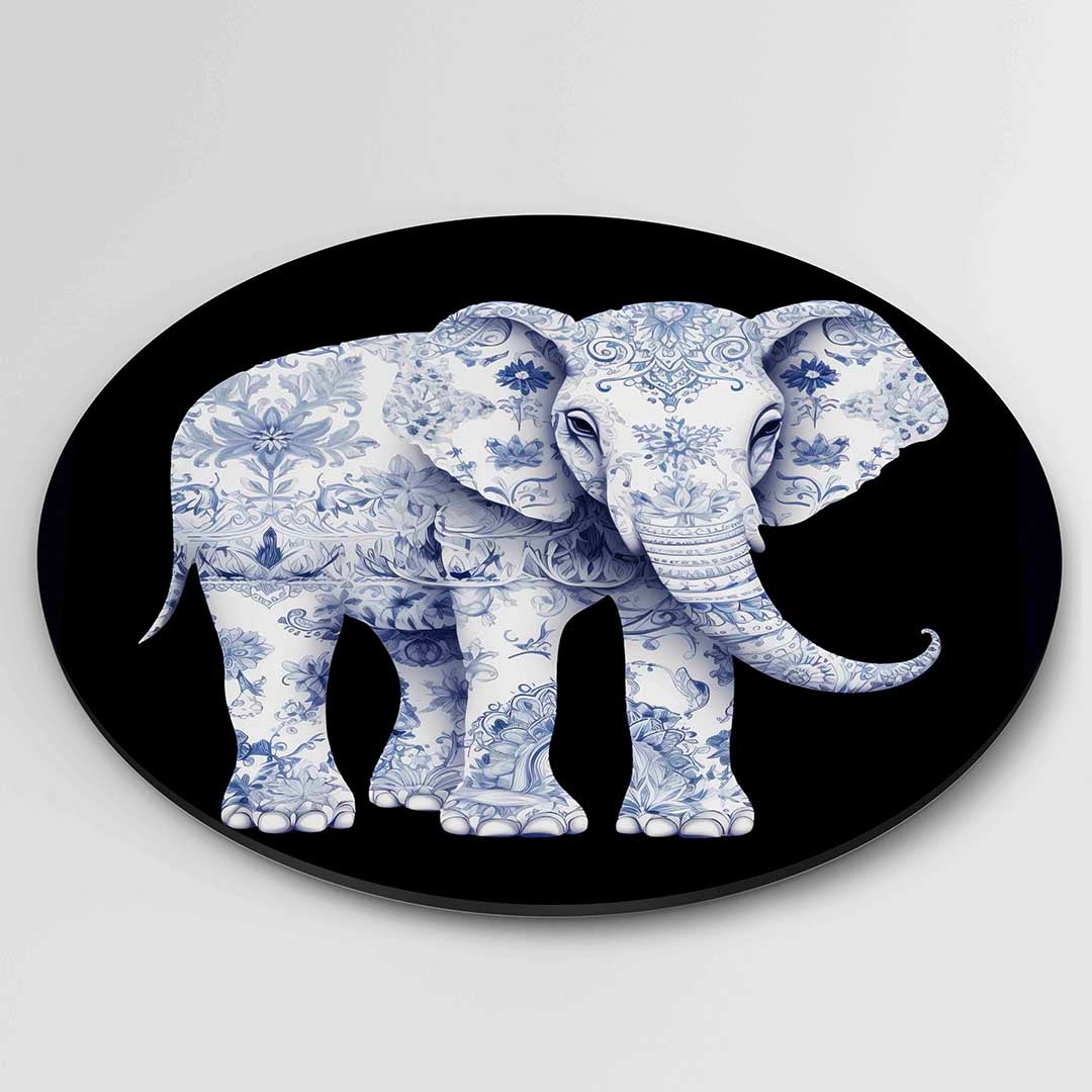 Olifant met bloemen Muurcirkel
