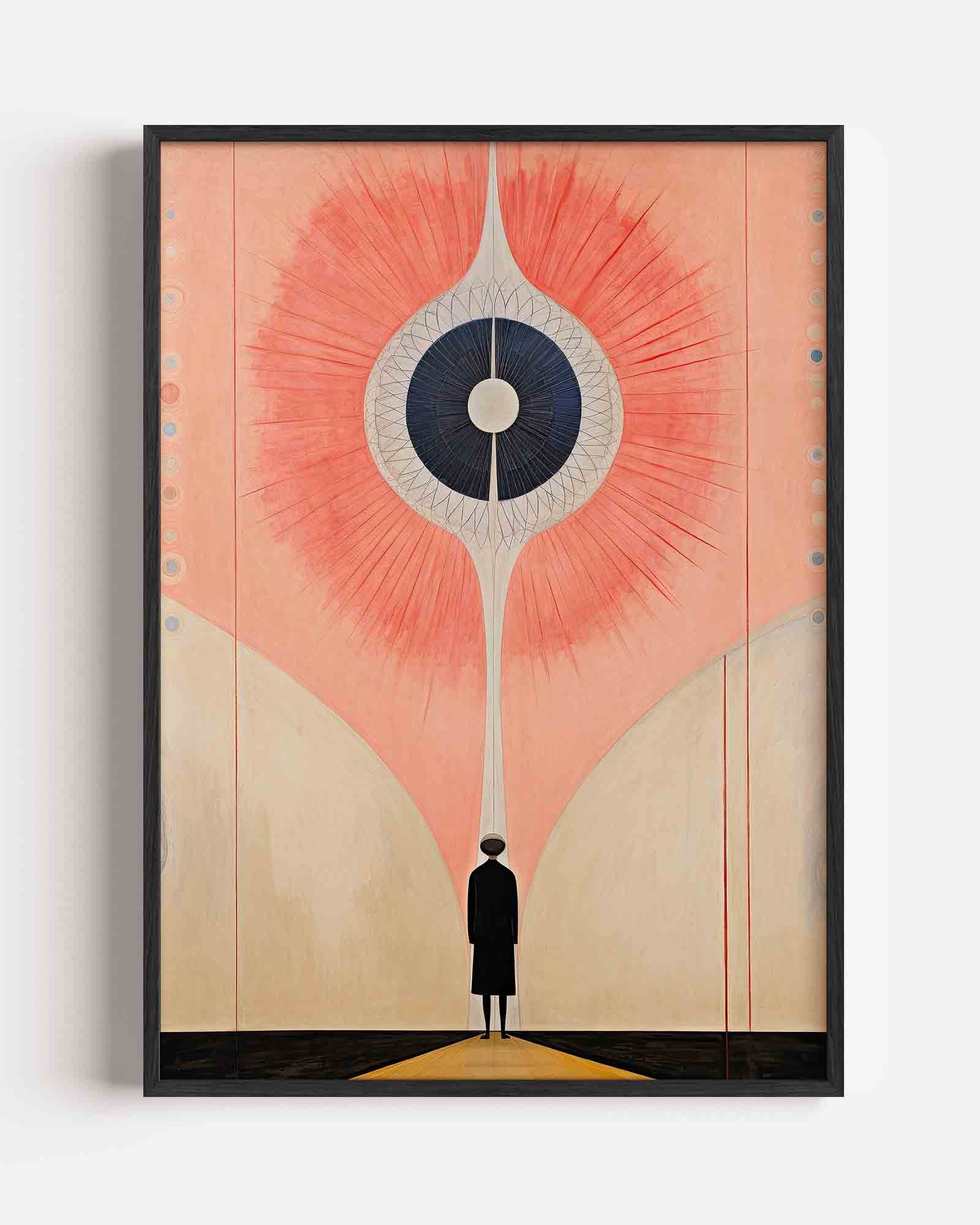 Centrale figuur met geometrisch patroon Poster