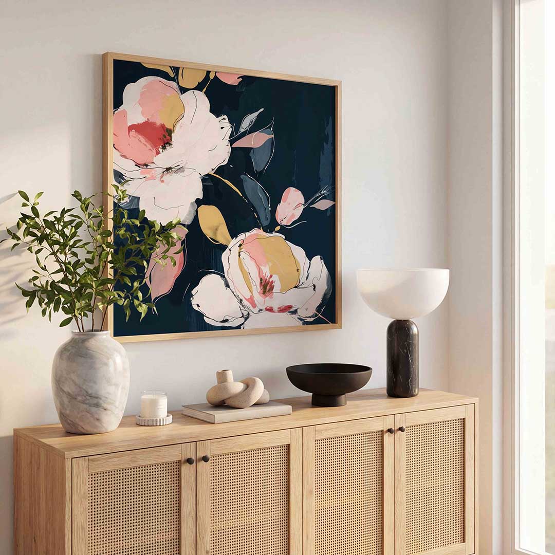 Bloemen op donkere achtergrond Poster