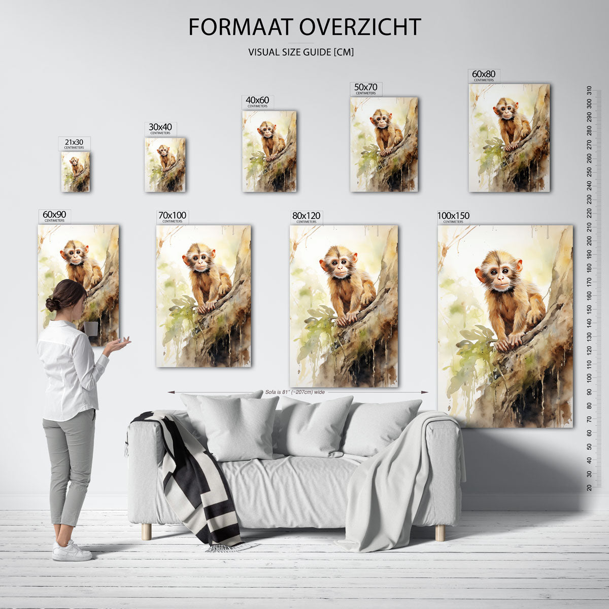 Jonge aap op boom Poster