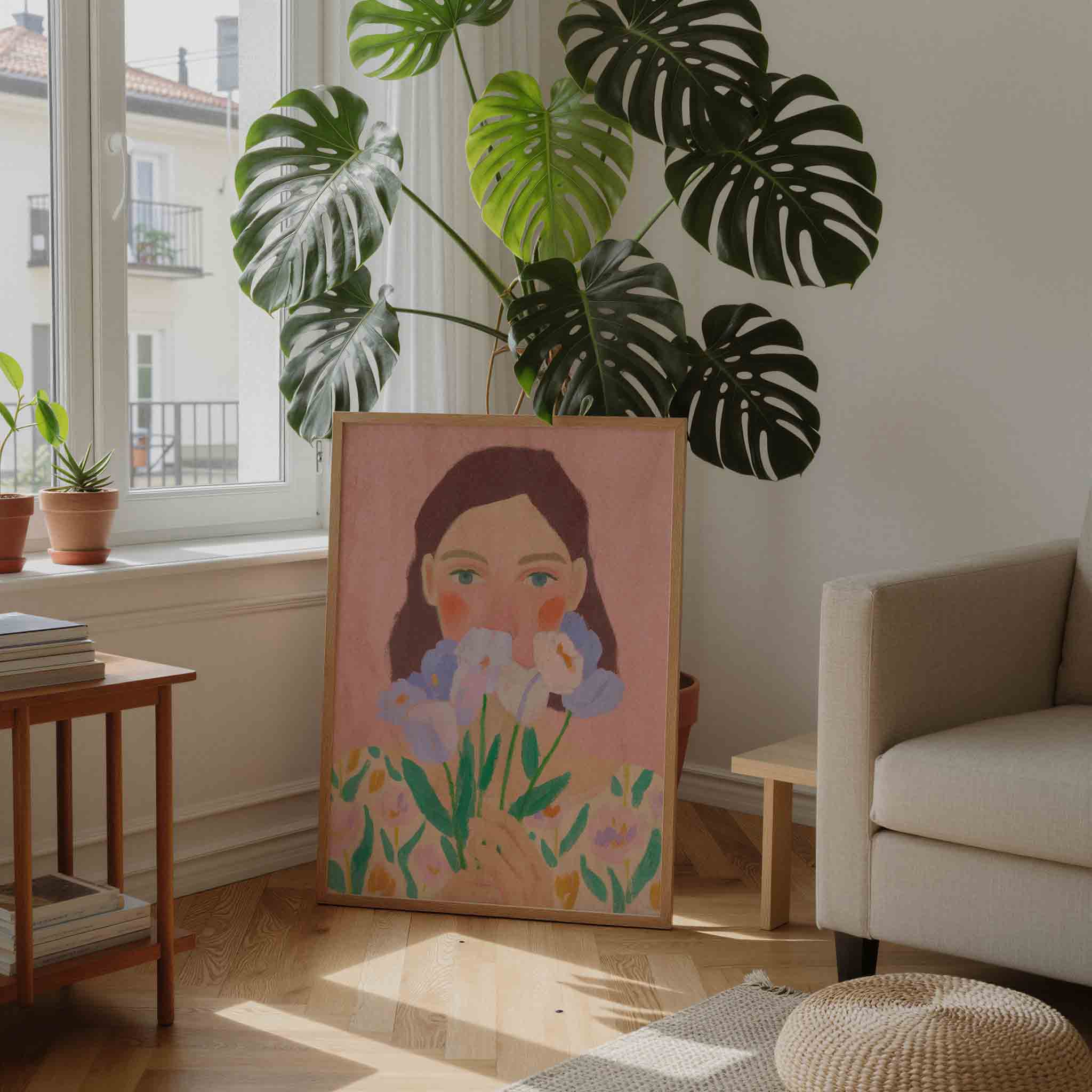Vrouw met bloemen Poster