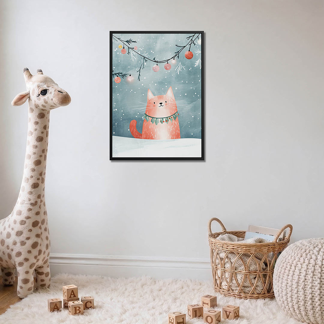 Speelse winterkat Kunstwerk