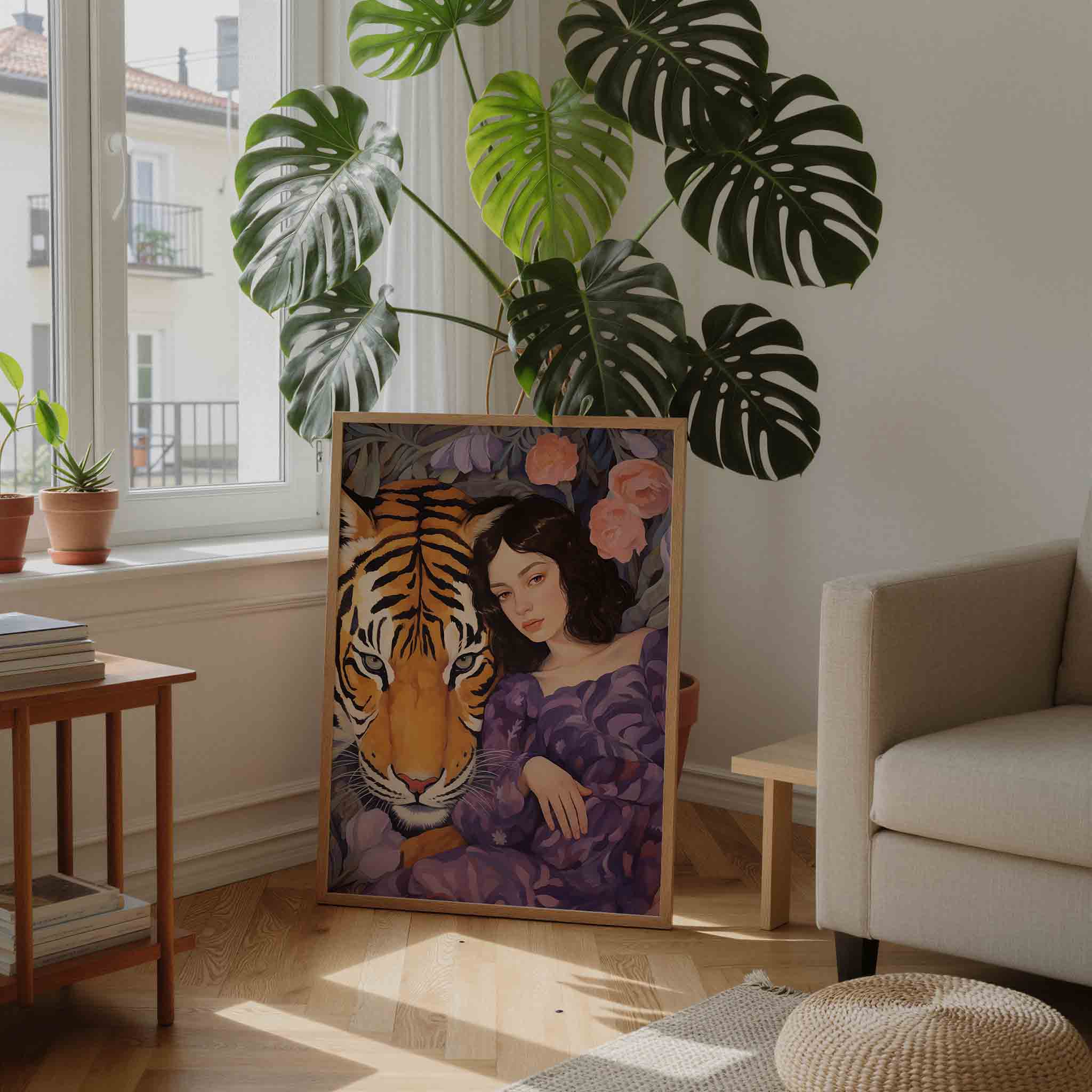 Tijger en vrouw Poster