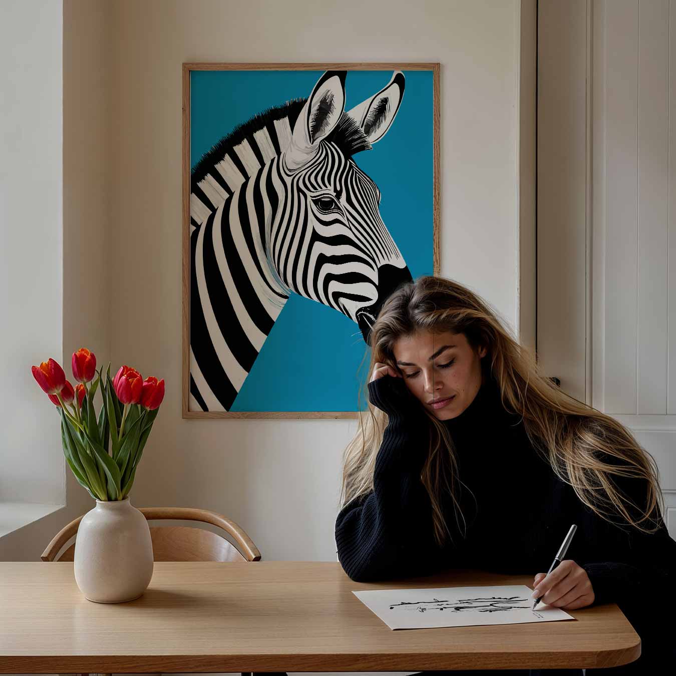 Stijlvolle Zebra Illustratie Poster-WallArtistic