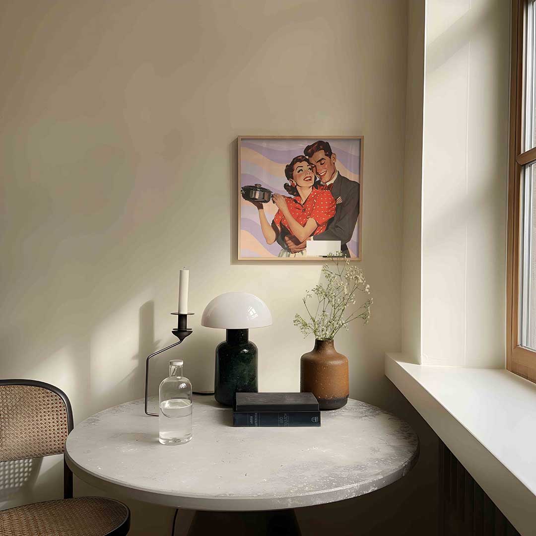 Retro koppel met pan Poster