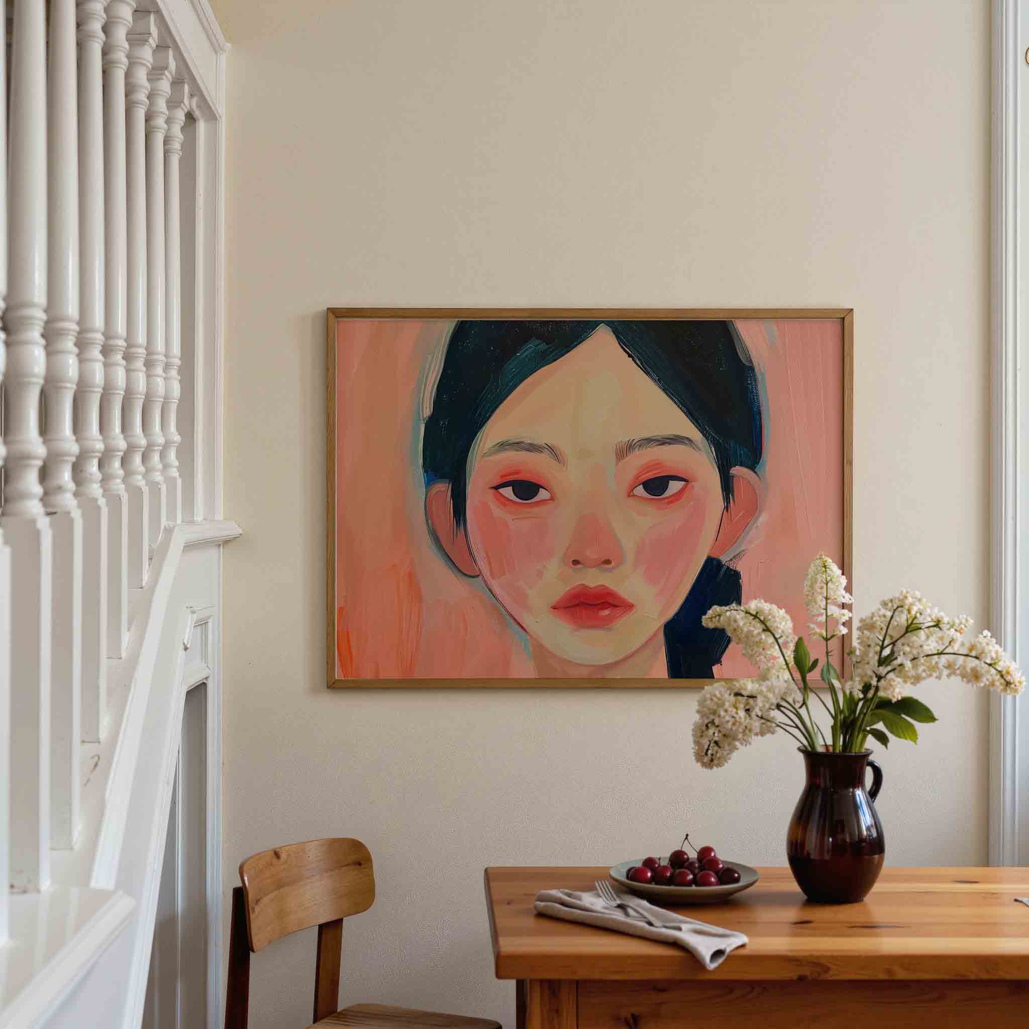 Portret met roze tinten Poster