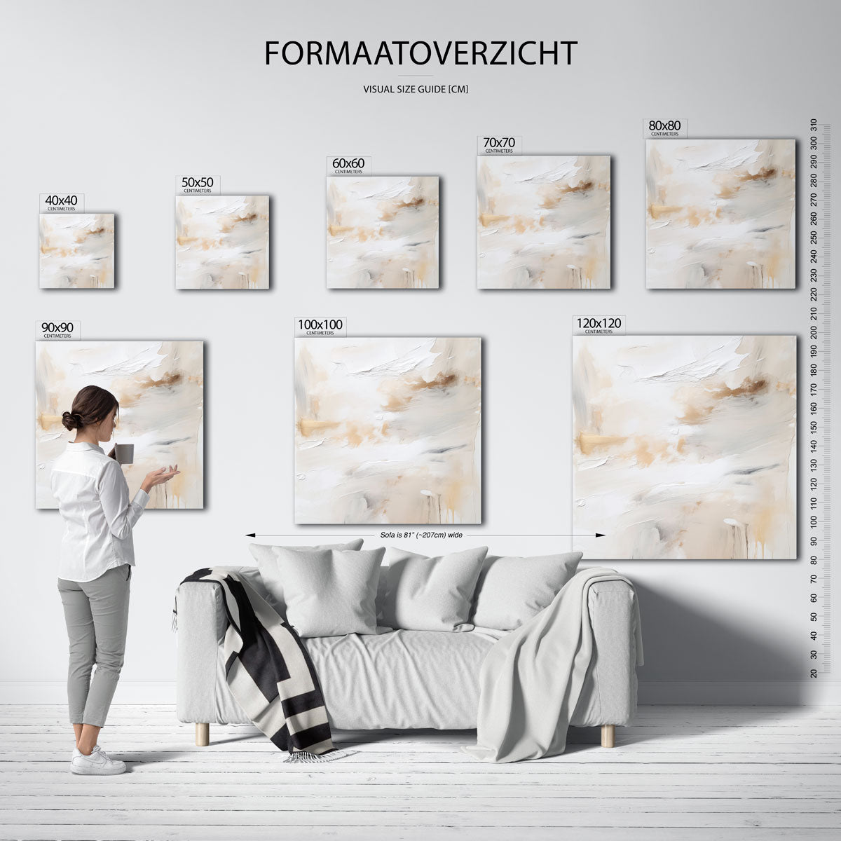 Abstracte beige en witte Poster