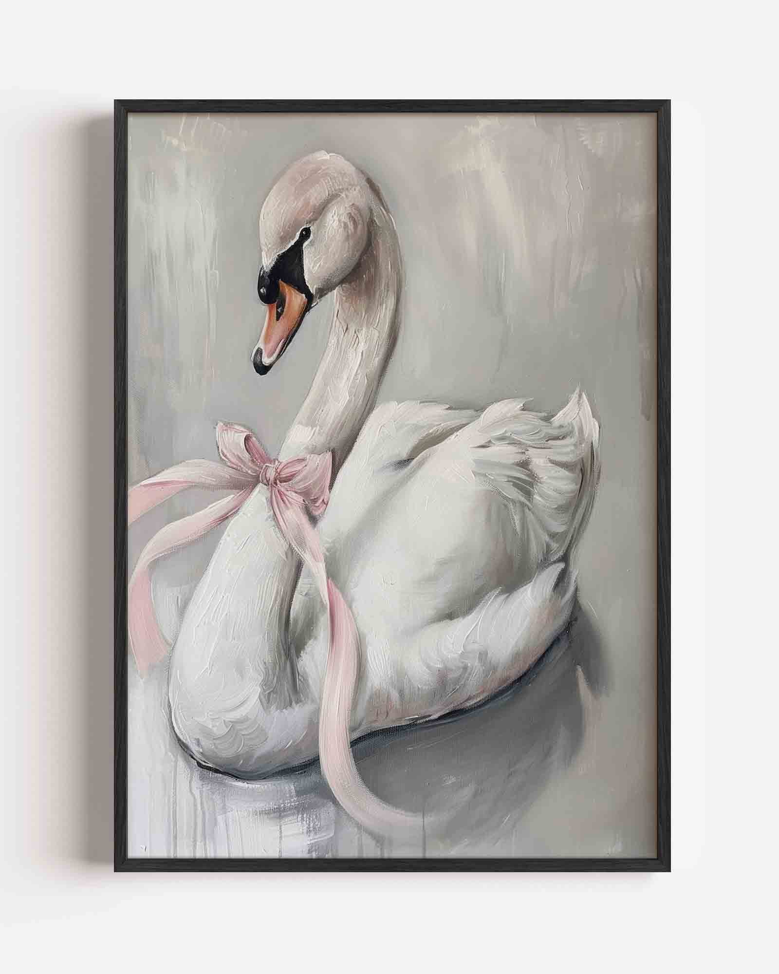 Zwaan met roze strik Poster