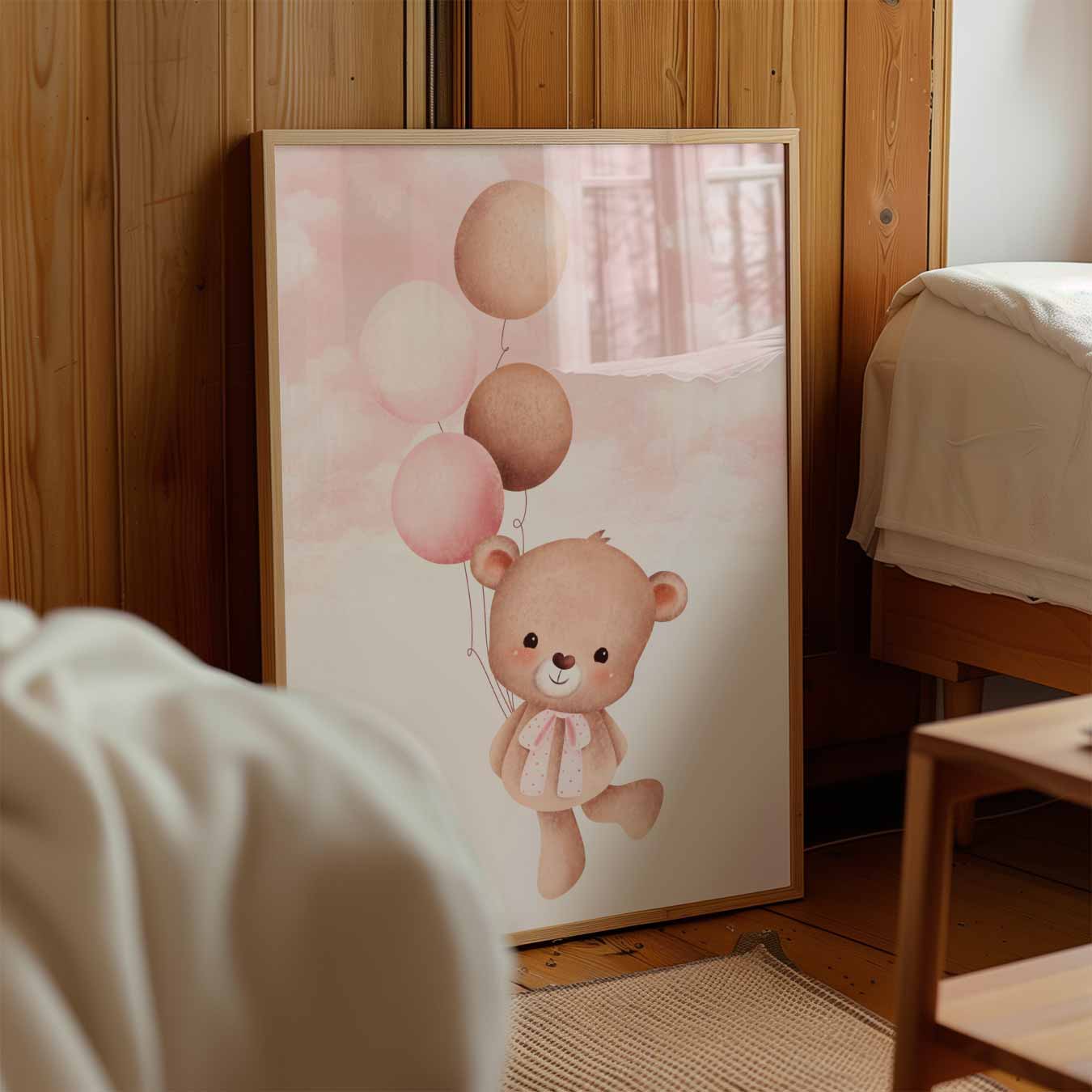 Lieve Teddybeer met Ballonnen Poster-WallArtistic