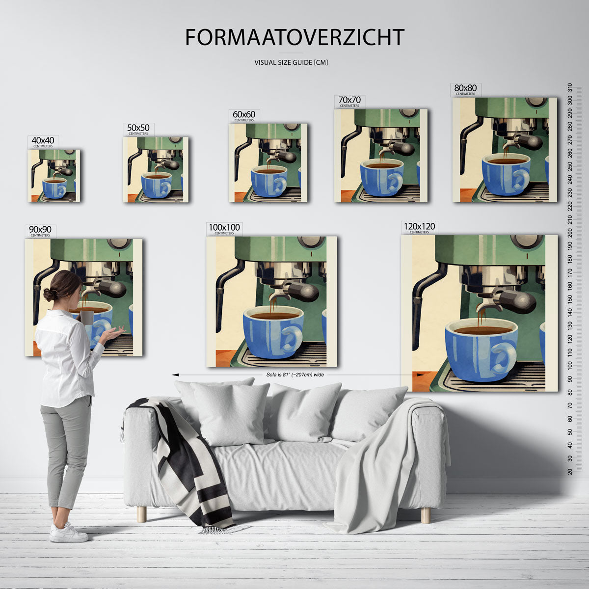 Koffiemachine met blauwe mok Poster