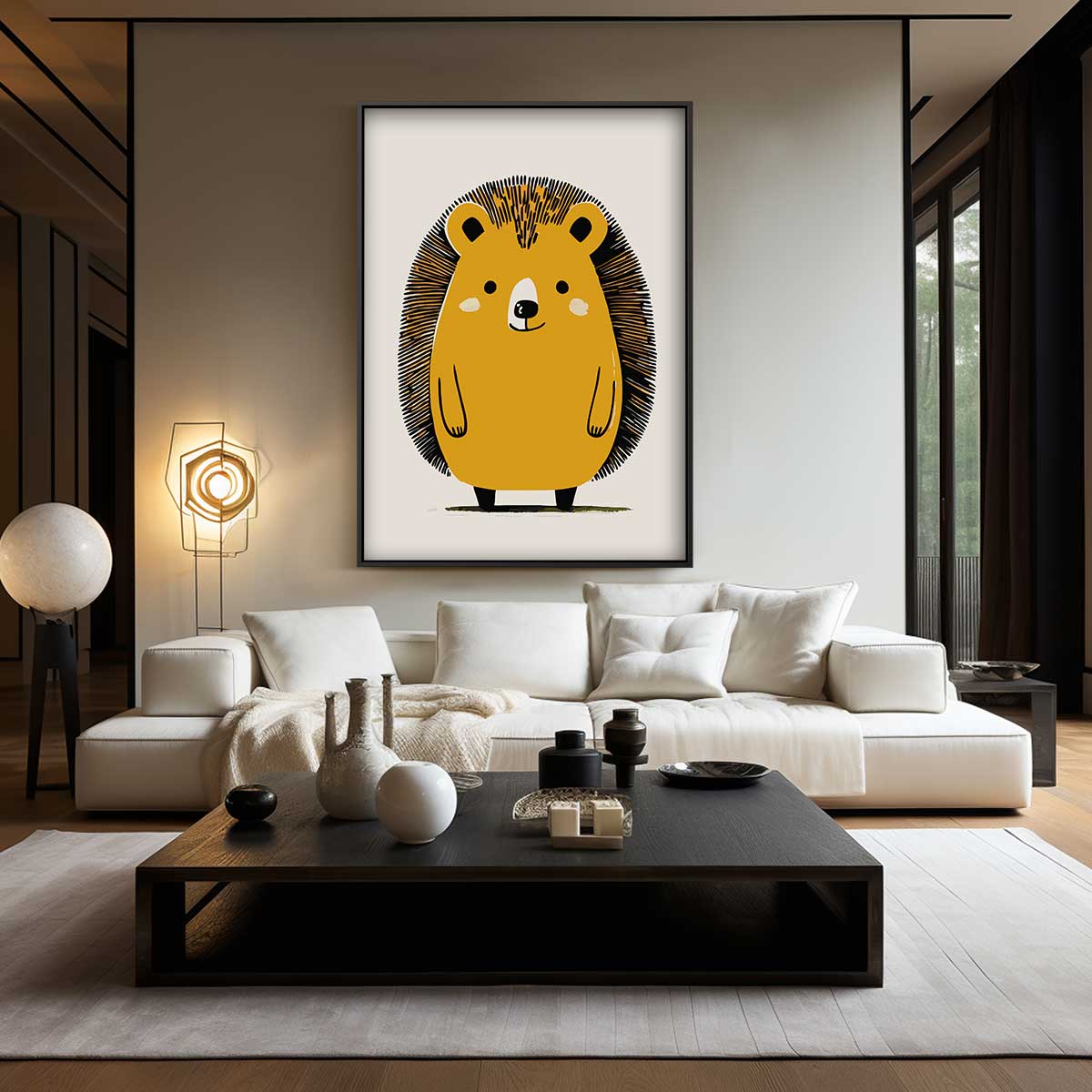 Schattige Egel Illustratie Kunstwerk-canvas-dibond-plexiglas-wanddecoratie-WallArtistic