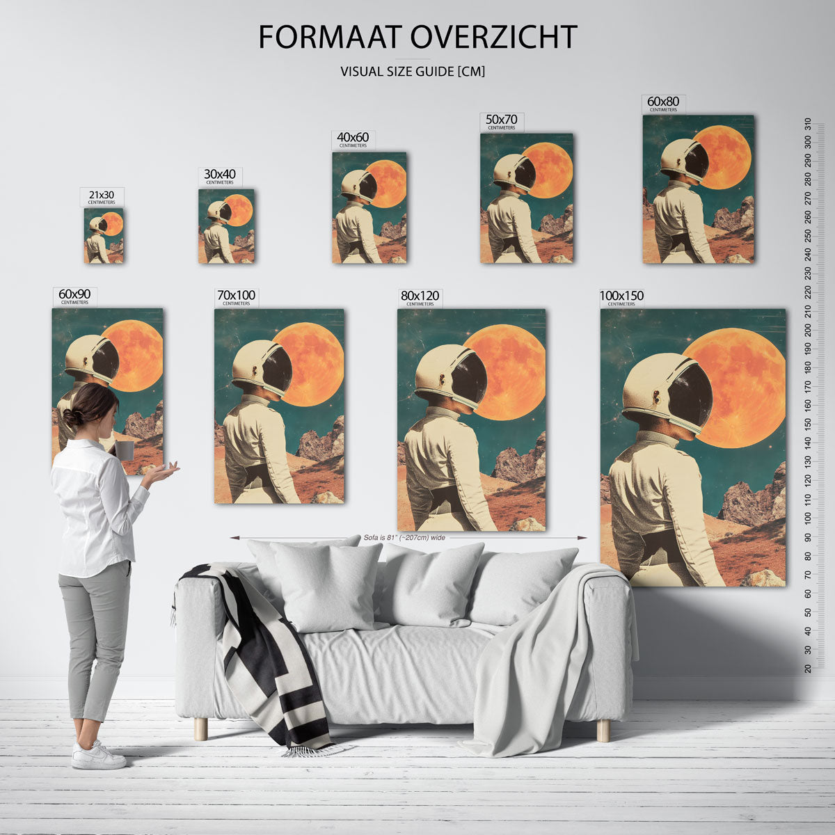 Astronaut en maan Poster