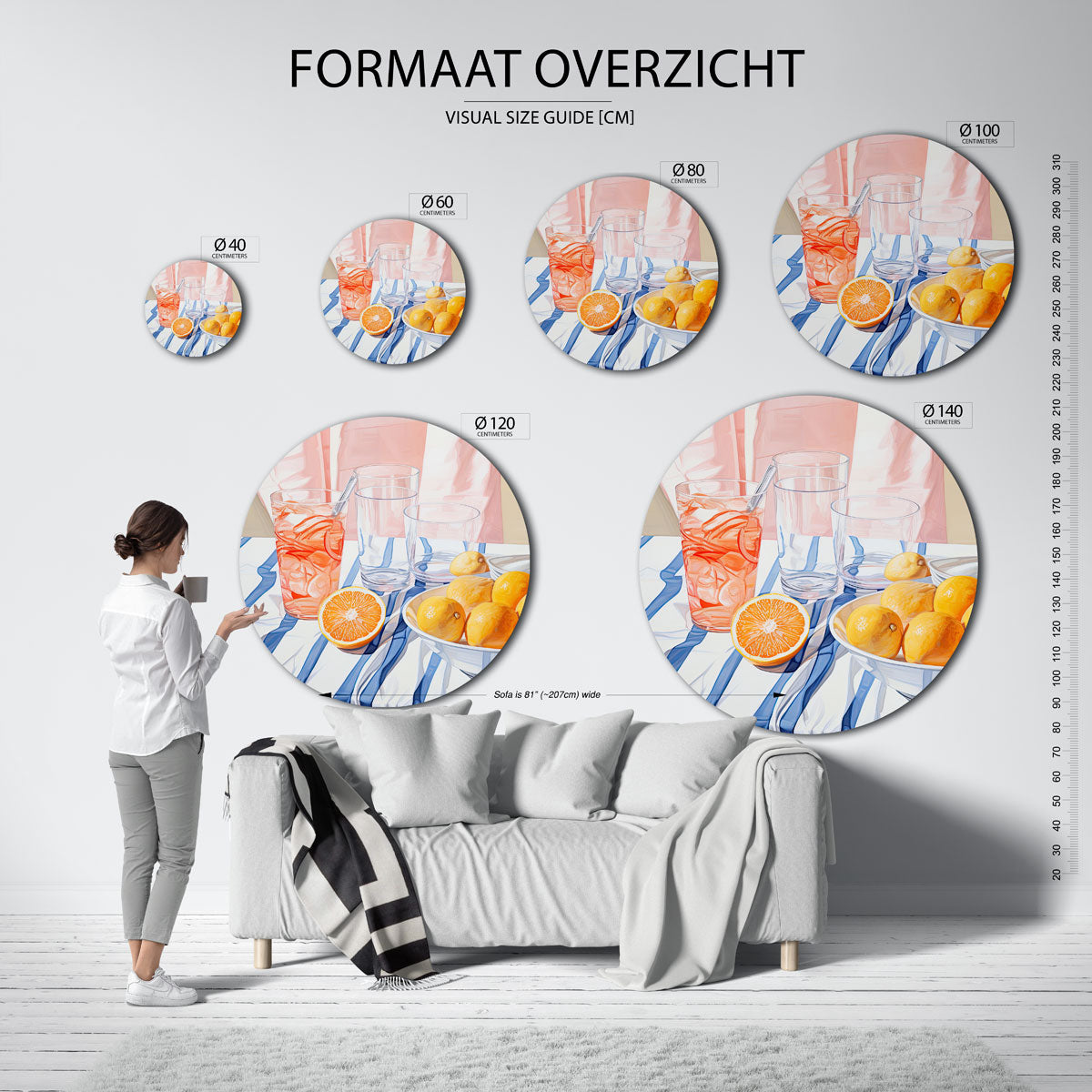 Citrus en glazen Muurcirkel