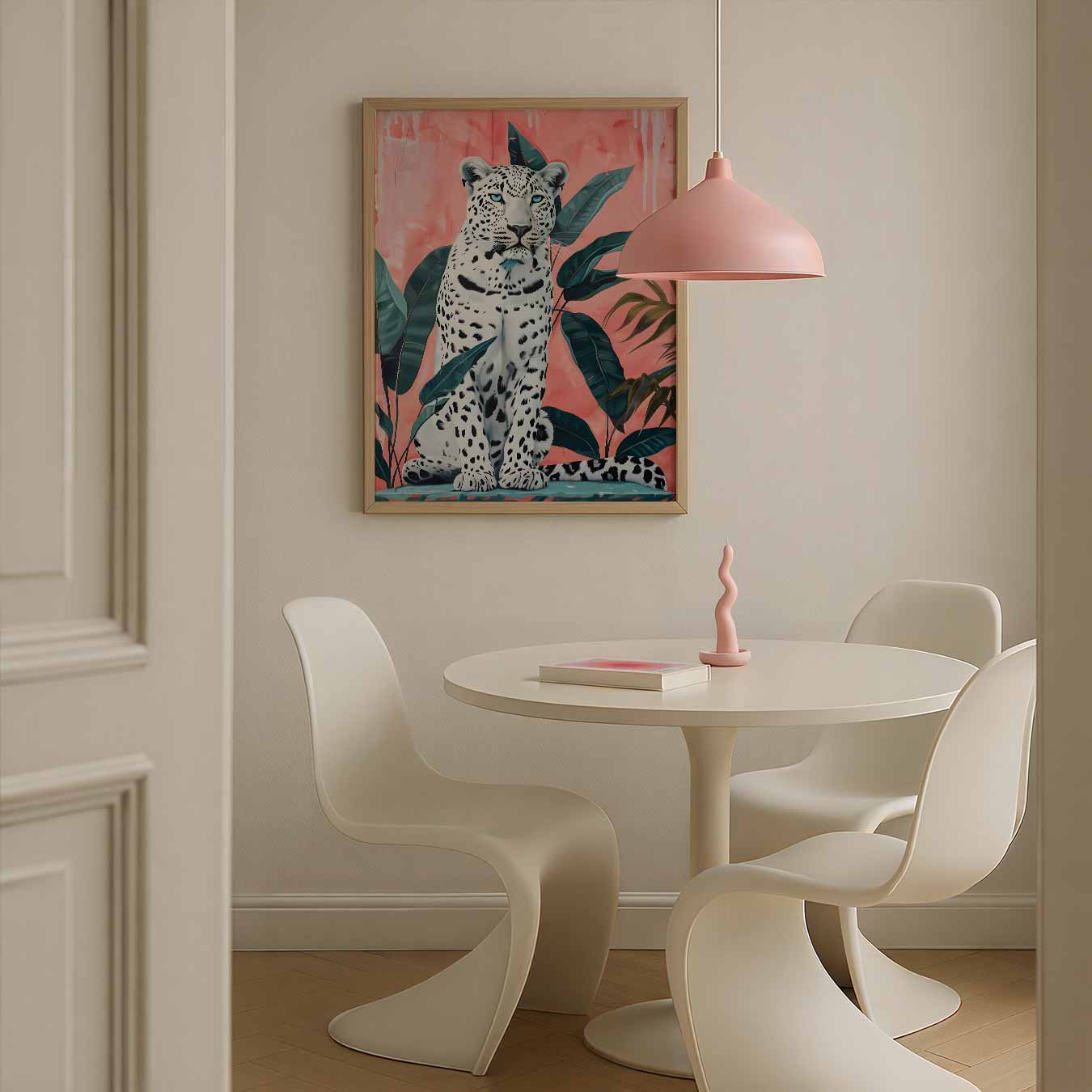 Mystieke Luipaard op Roze Poster-WallArtistic