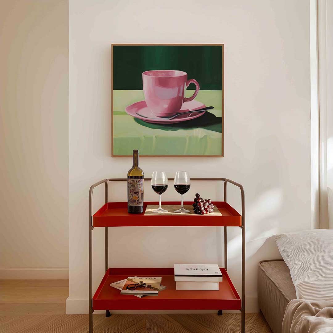Roze kop en schotel Poster