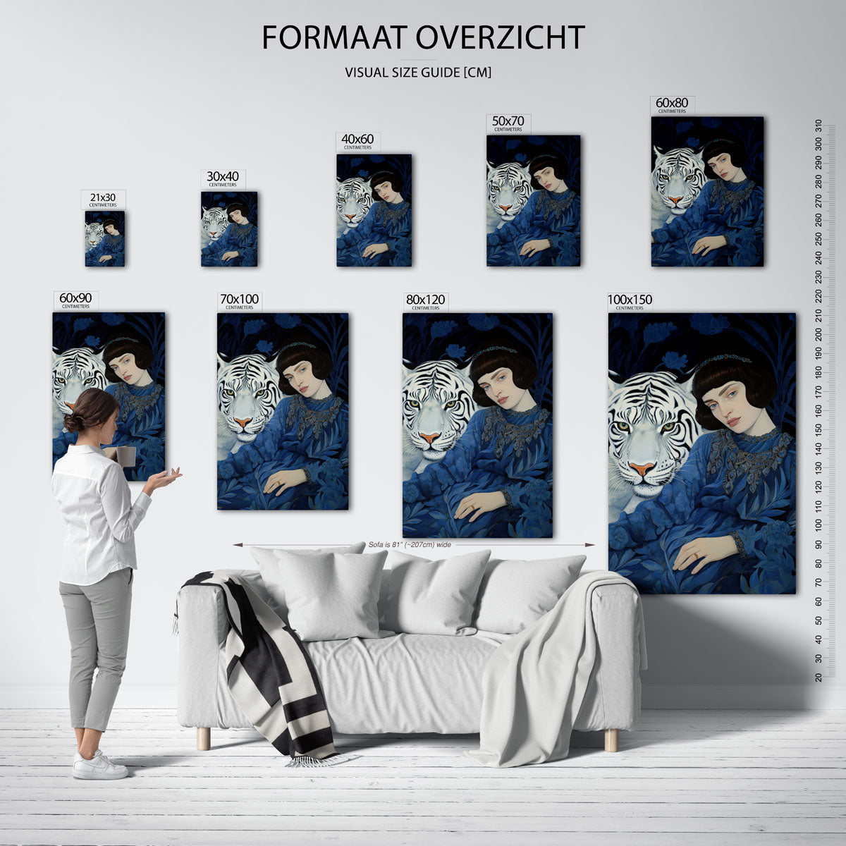 Witte tijger en vrouw Poster