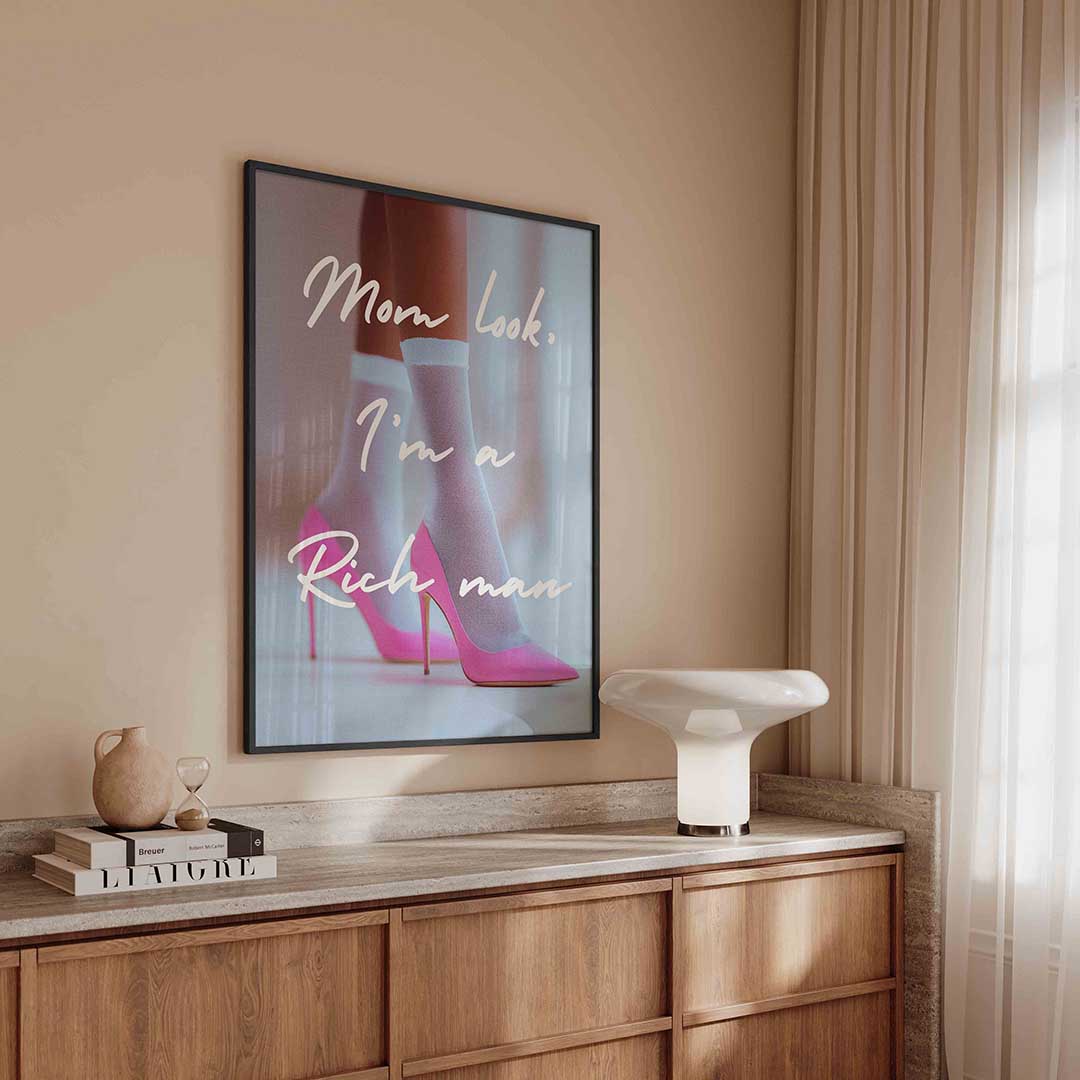 Roze hakken en tekst Poster