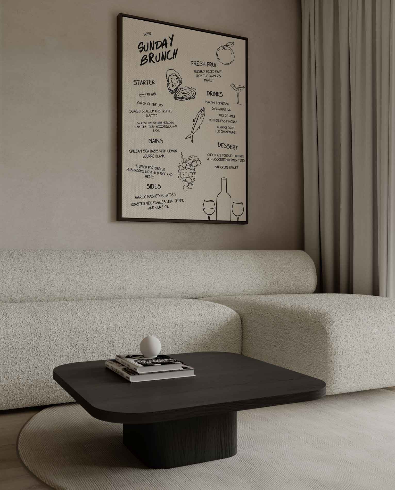 Zonnige Zondag Brunch Illustratie Kunstwerk-canvas-dibond-plexiglas-wanddecoratie-WallArtistic